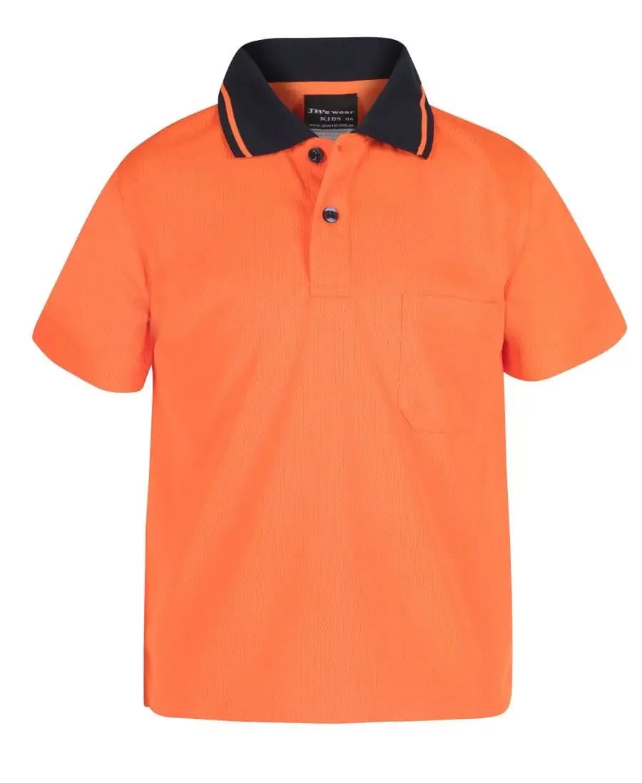 JB'S Wear Kids’ Short Sleeve Hi-Vis Non-Cuff Traditional Polo Work Shirt 6HVNC